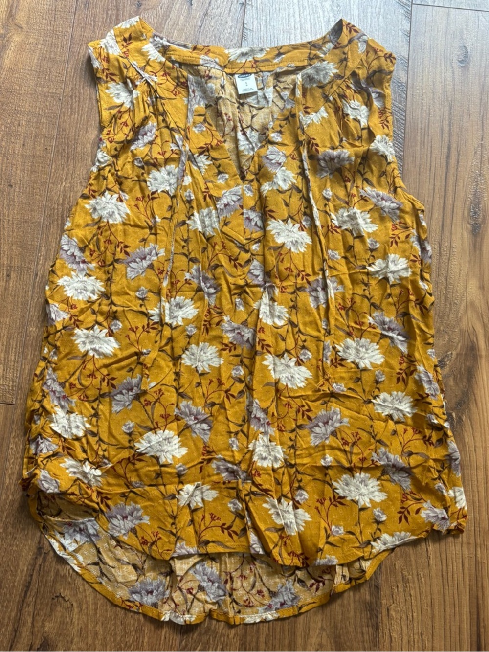 Old Navy Mustard Yellow Floral Sleeveless Top